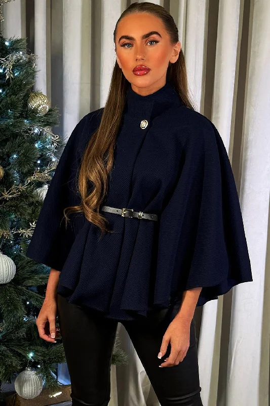 Cape With Belt Navy