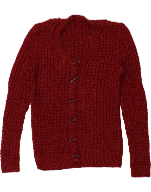 VINTAGE Womens Duffle Cardigan Sweater UK 6 XS Red