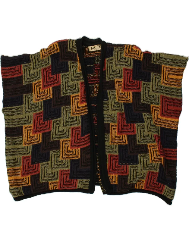 VINTAGE Womens Poncho Jumper One Size Multicoloured Argyle/Diamond