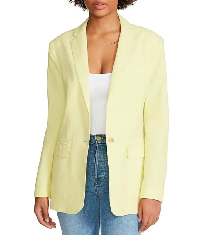 On The Edge Linen Blazer - Sunny Lime