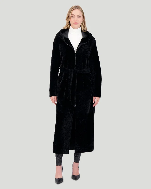 Select Shearling Lamb Zip Parka with Belt