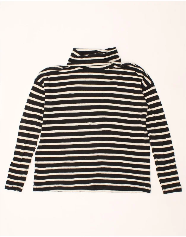 J. CREW Womens Roll Neck Jumper Sweater UK 10 Small Black Striped