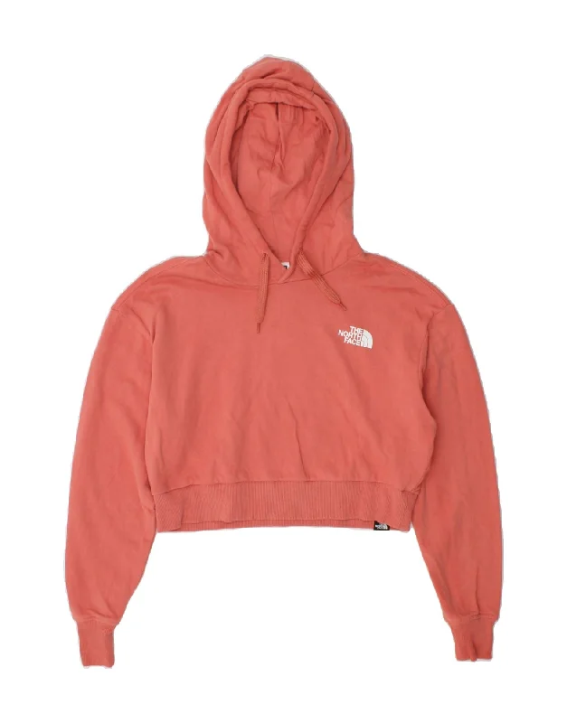 THE NORTH FACE Womens Crop Oversized Hoodie Jumper UK 10 Small Pink Cotton