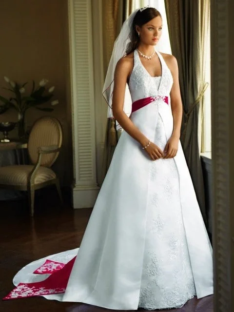 New Arrival David's Bridal David’s Bridal T9218 Satin A-line Halter With Sp
