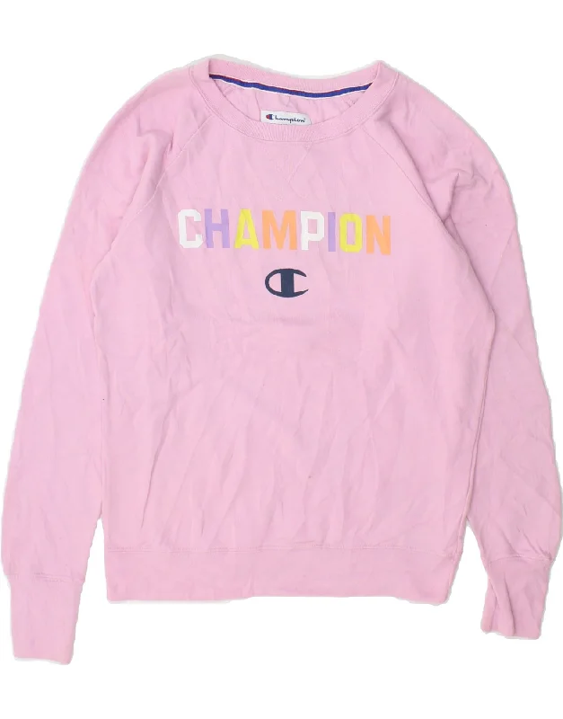 CHAMPION Womens Graphic Sweatshirt Jumper UK 10 Small Pink