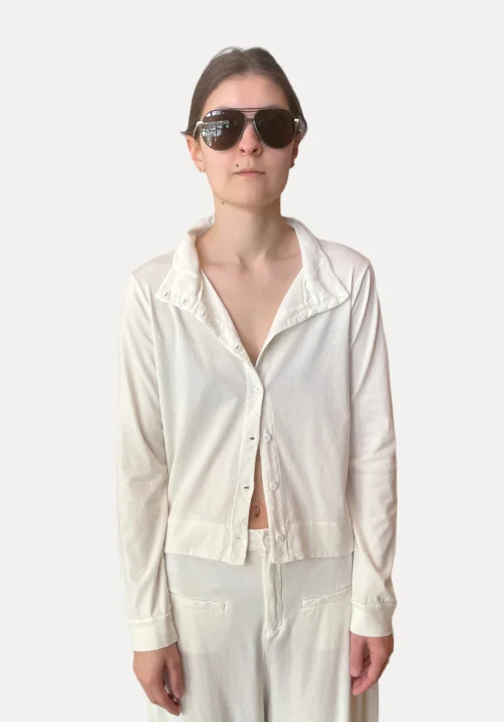 Boxy Fit Cotton Jersey Jacket - Ivory