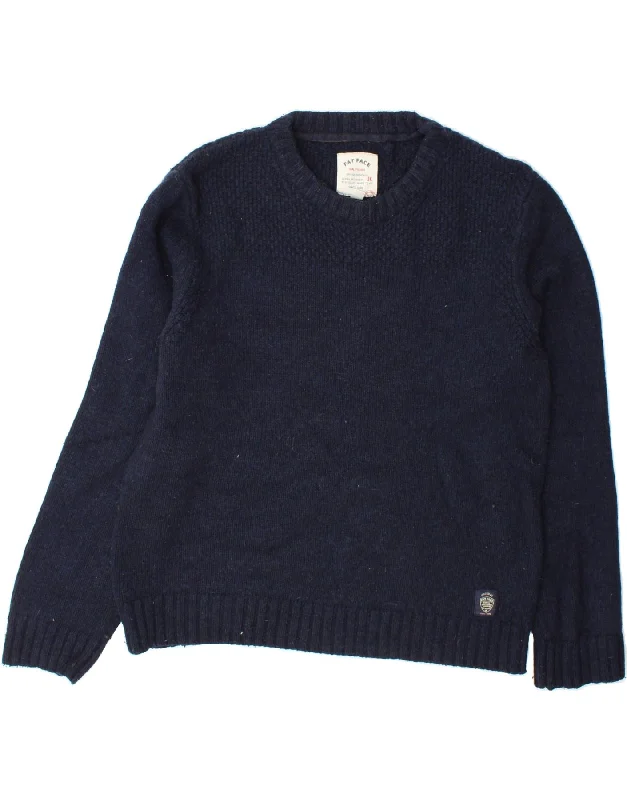 FAT FACE Womens Crew Neck Jumper Sweater UK 16 Large Navy Blue Wool