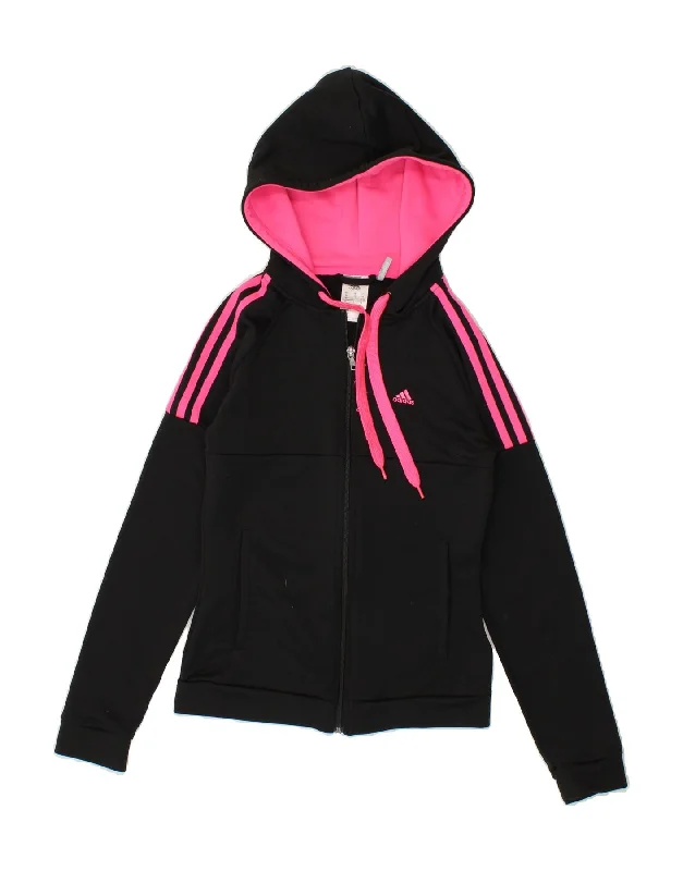 ADIDAS Womens Climalite Zip Hoodie Sweater UK 4/6 XS Black Polyester