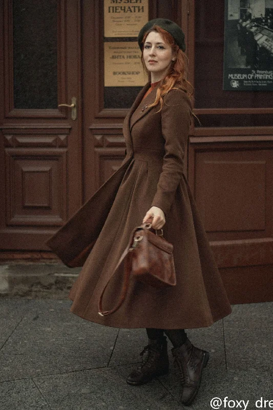 Brown Princess Wool Coat for Women 4726