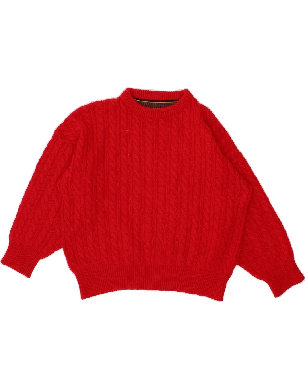 VINTAGE Womens Crop Boat Neck Jumper Sweater UK 18 XL Red