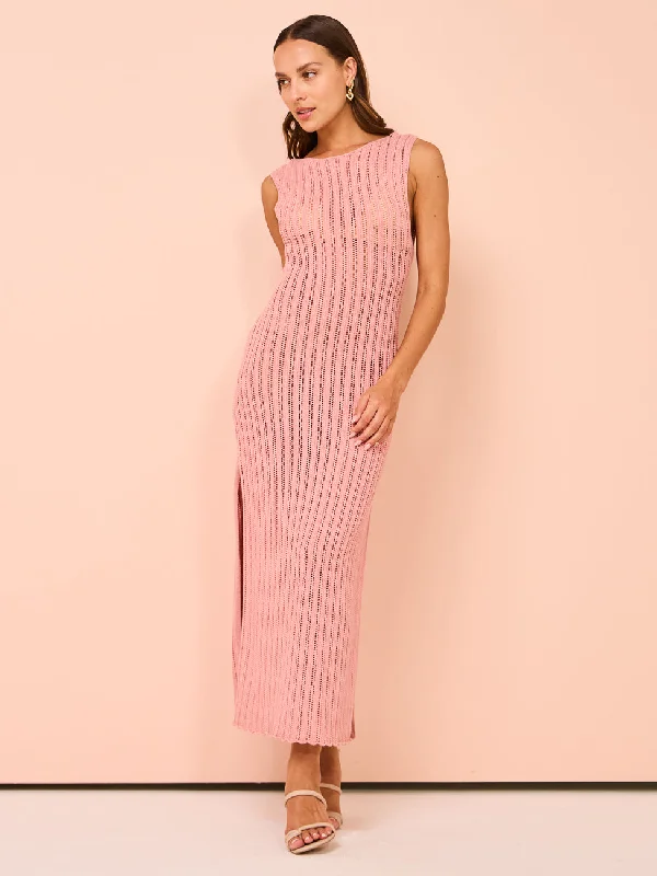 Huge Savings Peony Pointelle Maxi Dress in Rose