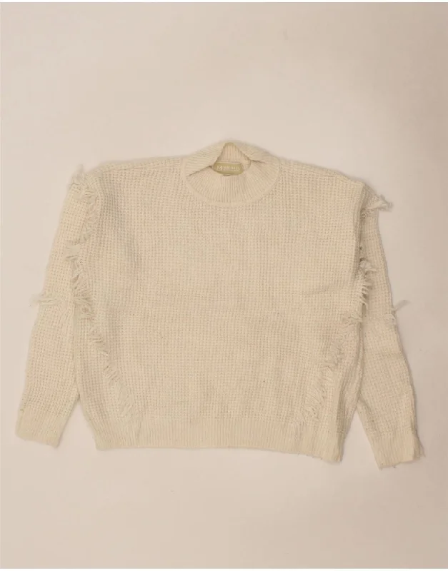 MICHAEL KORS Womens Turtle Neck Jumper Sweater UK 16 Large Off White