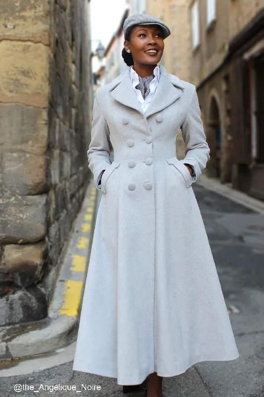 Double breasted maxi wool coat in Grey 2406