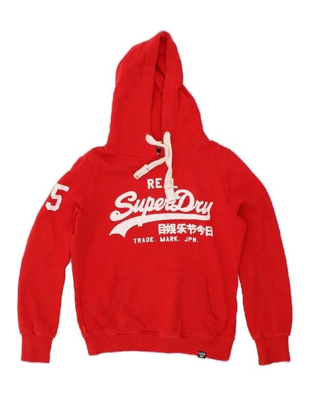 SUPERDRY Womens Graphic Hoodie Jumper UK 8 Small  Red