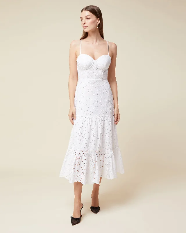 Savings Galore Eyelet Midi Dress