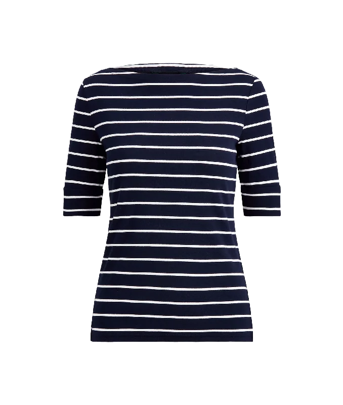 Striped Boatneck Top - Navy