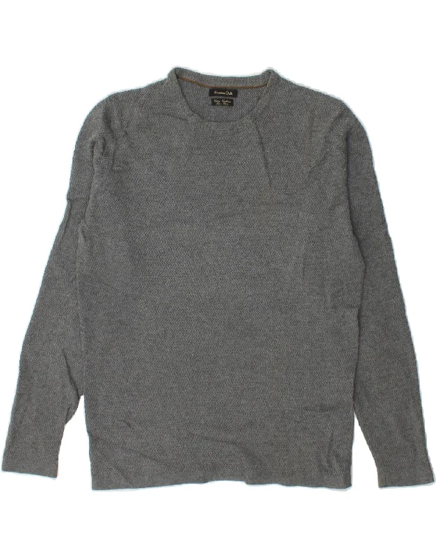 MASSIMO DUTTI Womens Crew Neck Jumper Sweater UK 10 Small Grey Cotton