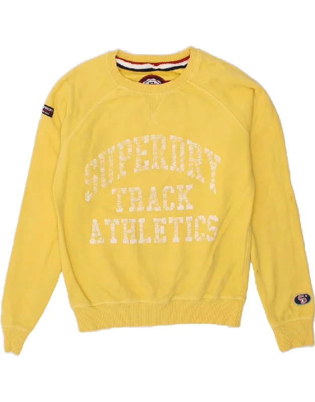 SUPERDRY Womens Oversized Graphic Sweatshirt Jumper UK 10 Small Yellow