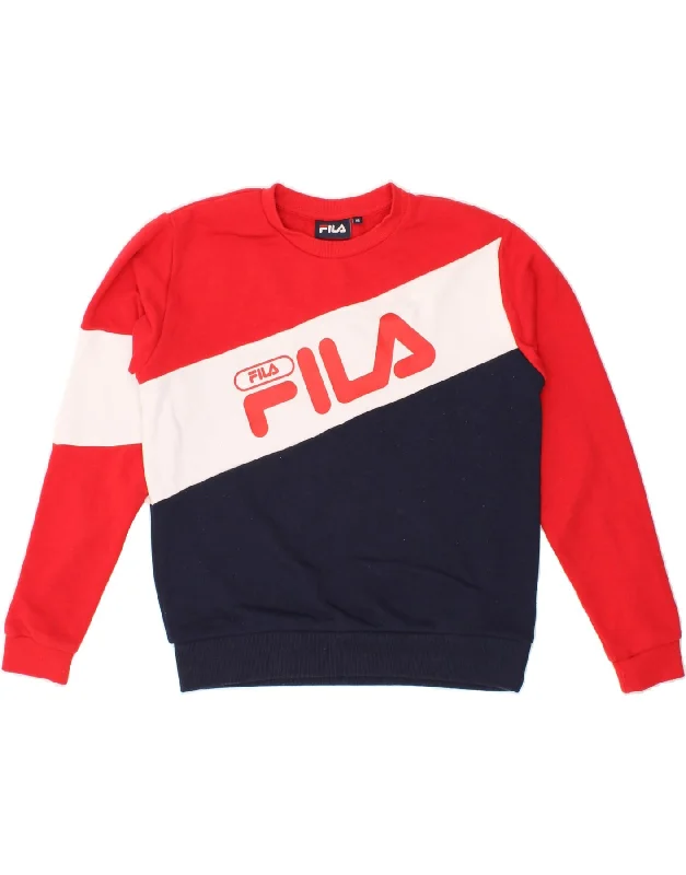 FILA Womens Oversized Sweatshirt Jumper UK 6 XS Multicoloured Colourblock