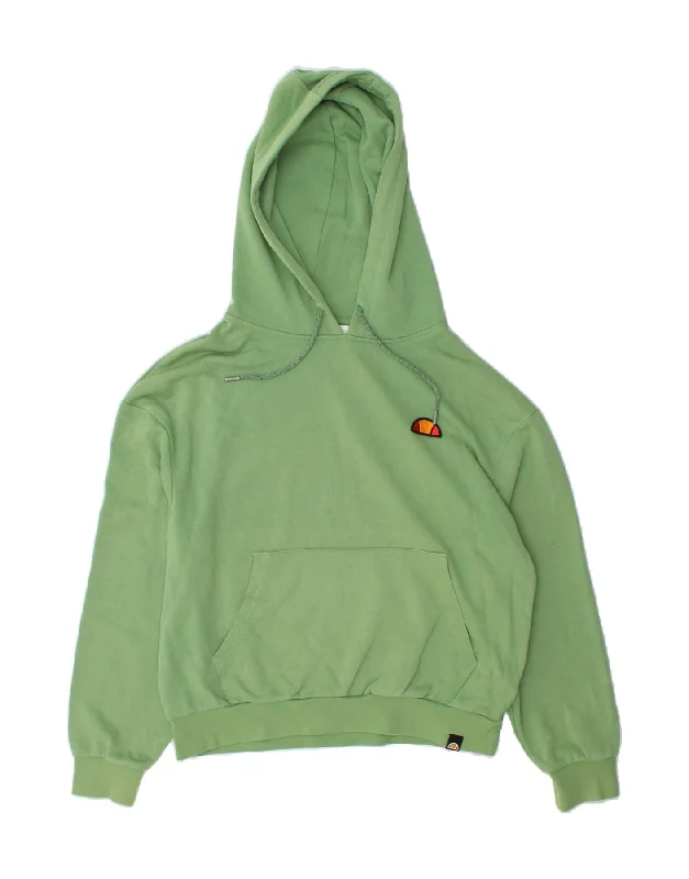 ELLESSE Womens Oversized Graphic Hoodie Jumper UK 10 Small Green Cotton