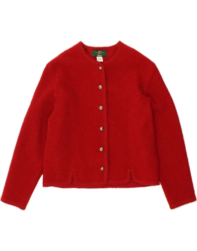 ORVIS Womens Cardigan Sweater UK 8 Small Red Wool