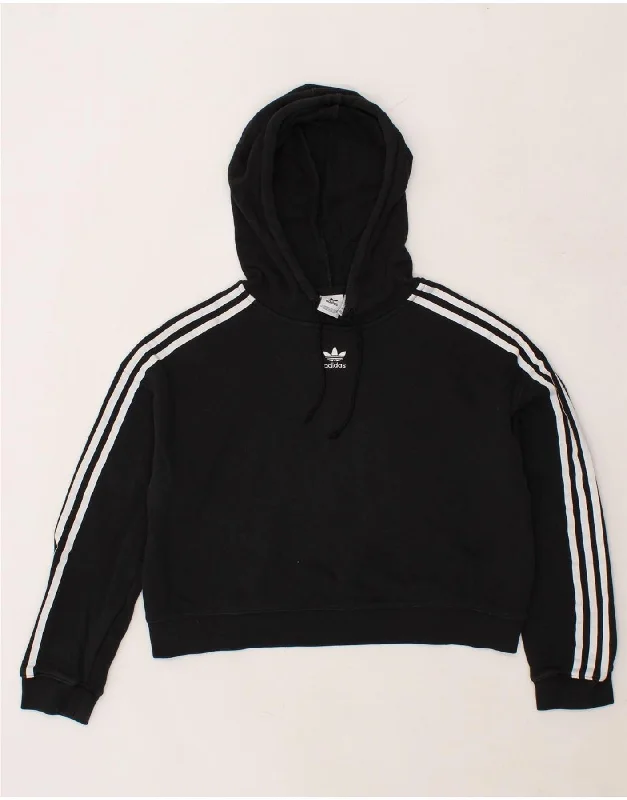 ADIDAS Womens Oversized Hoodie Jumper UK 10 Small Black Cotton