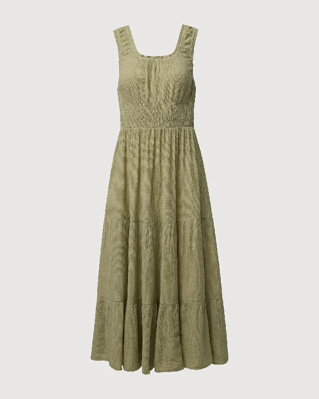 Price Rollback Scooped Ruffle Midi Dress