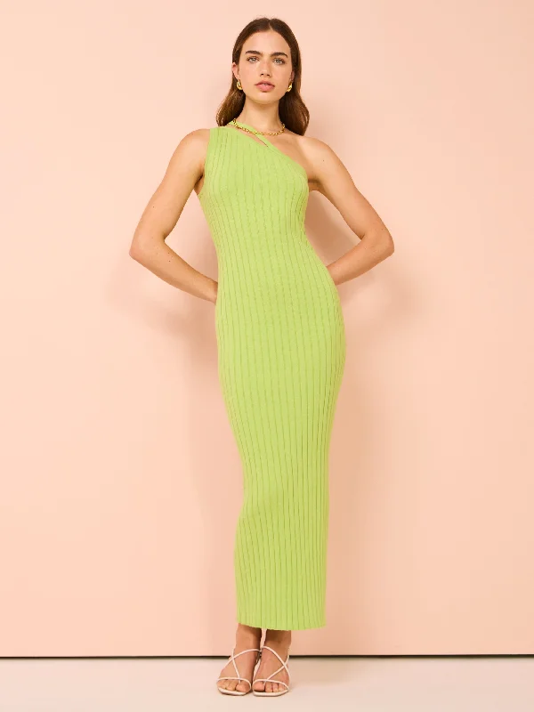 Amazing Deals By Nicola Calypso One Shoulder Maxi Dress in Lime Marle