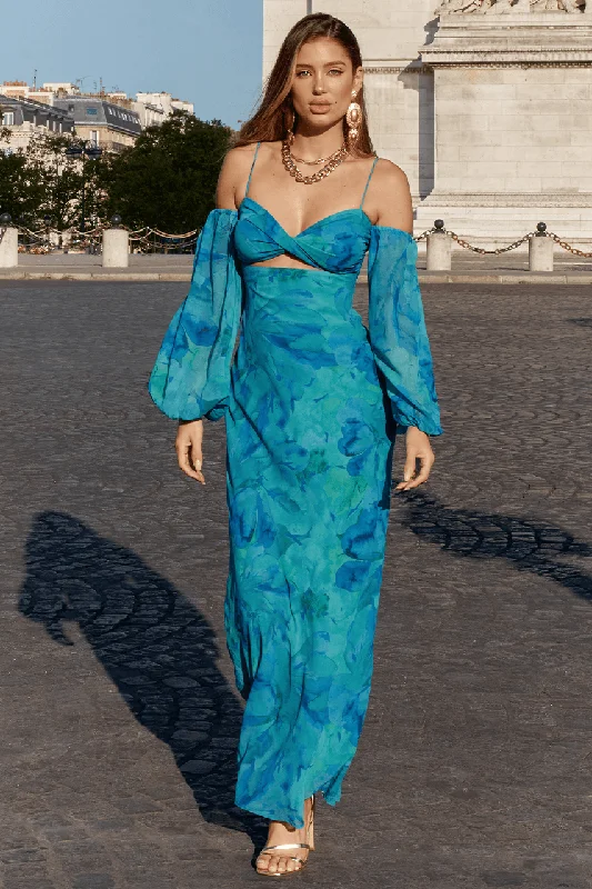 Super Sale Charly Maxi Dress - Blue Floral