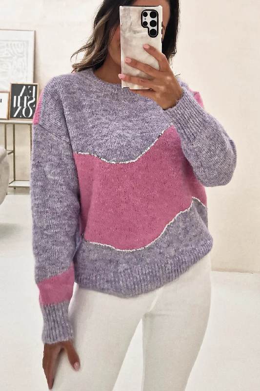 Midnight Madness Rosalind Sequin Detail Jumper | Lilac/Pink