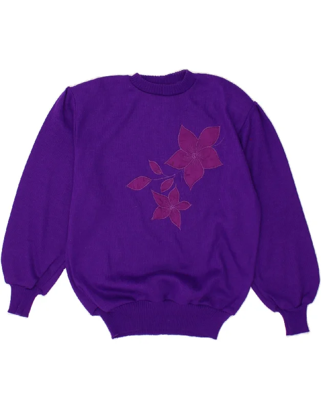 VINTAGE Womens Crew Neck Jumper Sweater UK 16 Large Purple