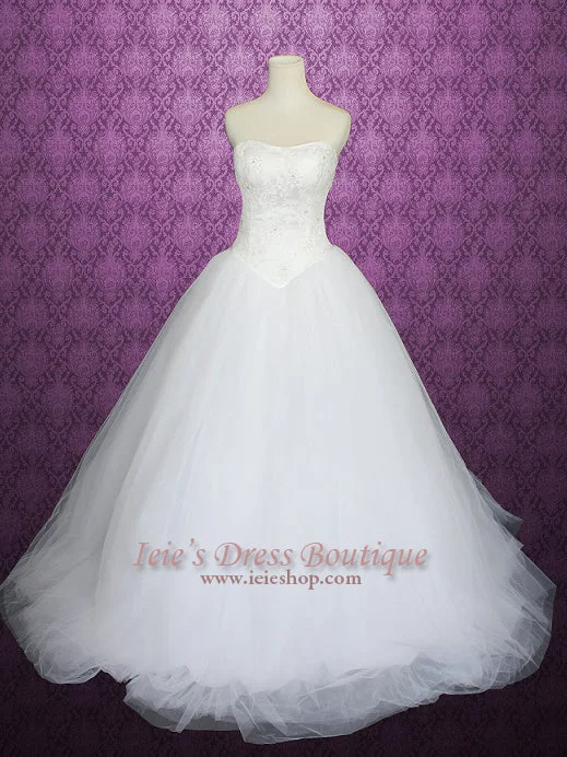 The Best Prices Other Strapless Princess Tulle Ball Gown Wedding Dress