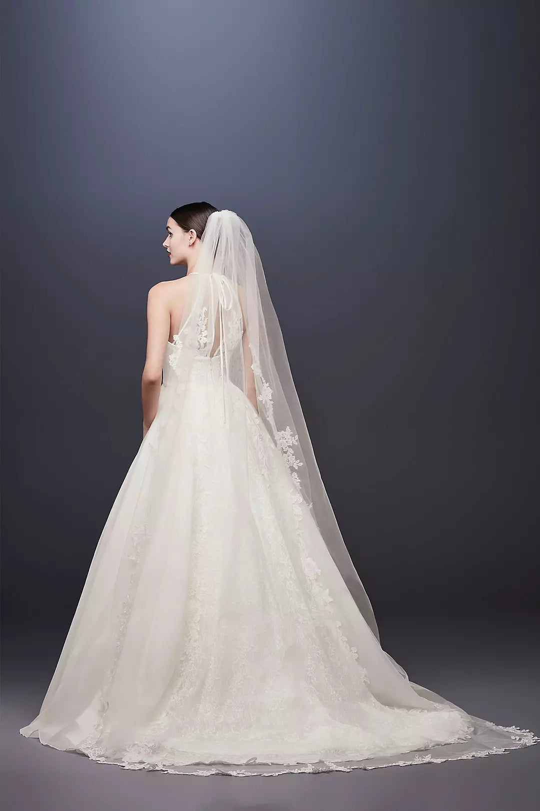 Closeout David's Bridal Corded Lace Edge Cathedral Veil/V402L