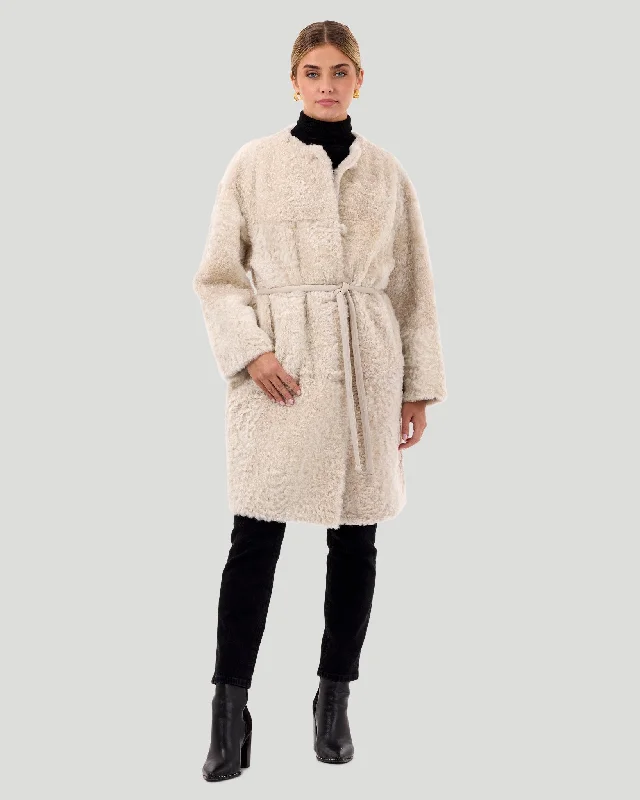 Reversible Collarless Select Shearling Lamb Short Coat