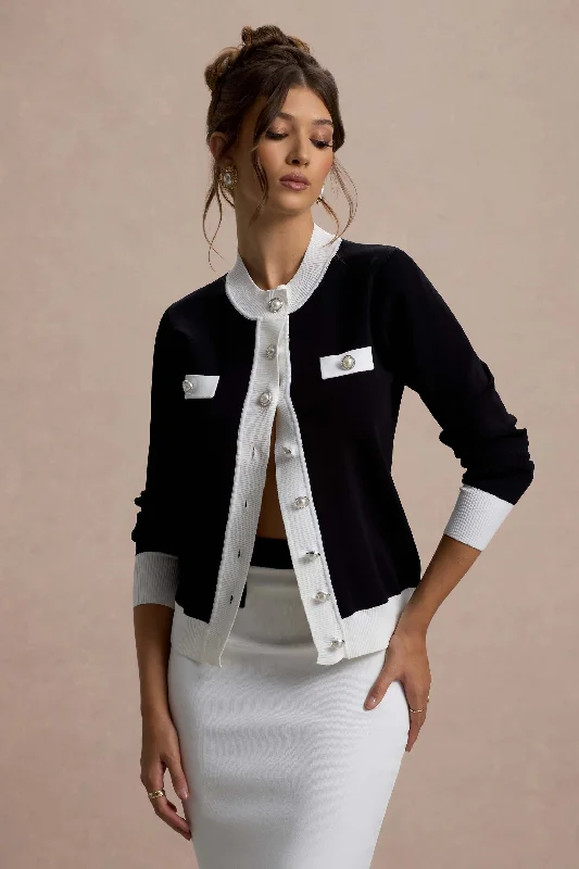 Early Access Joelle | Black & White Knit Cardigan