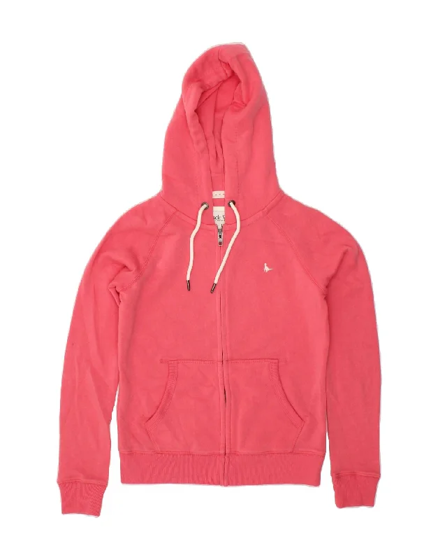 JACK WILLS Womens Oversized Zip Hoodie Sweater UK 6 XS Pink Polyester