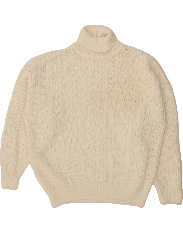 VINTAGE Womens Oversized Roll Neck Jumper Sweater UK 22 3XL Off White