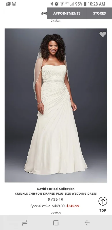 Limited Quantity David's Bridal Crinkle Chiffon Drapped