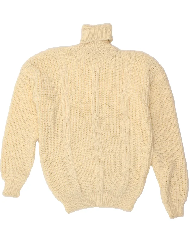 VINTAGE Womens Roll Neck Jumper Sweater UK 20 2XL Beige