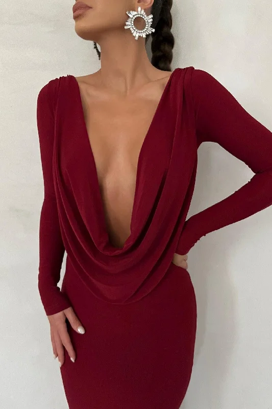 Hot Deal Reversible Amari Gown - Wine