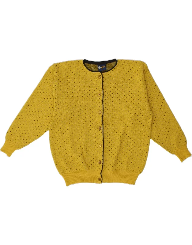 YOUR SIXTH SENSE Womens Cardigan Sweater EU 40 Medium Yellow Spotted Wool