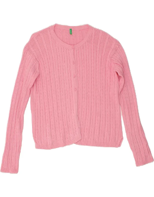 BENETTON Womens Cardigan Sweater UK 12 Medium Pink