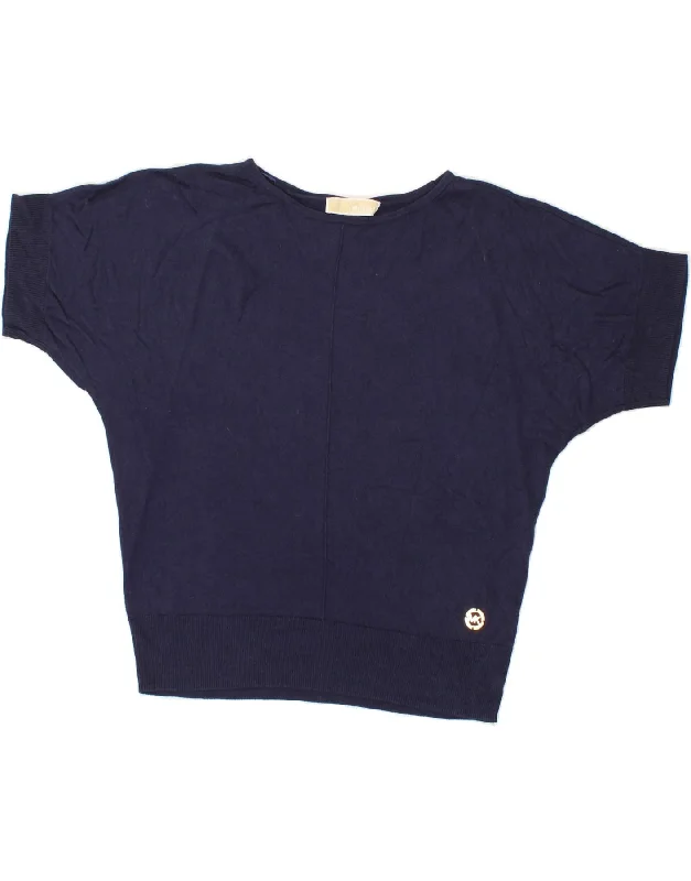 MICHAEL KORS Womens Boat Neck Jumper Sweater UK 10 Small Navy Blue