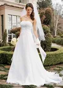 Today Only David's Bridal Chiffon A-line Gown with Side Draped Bodice