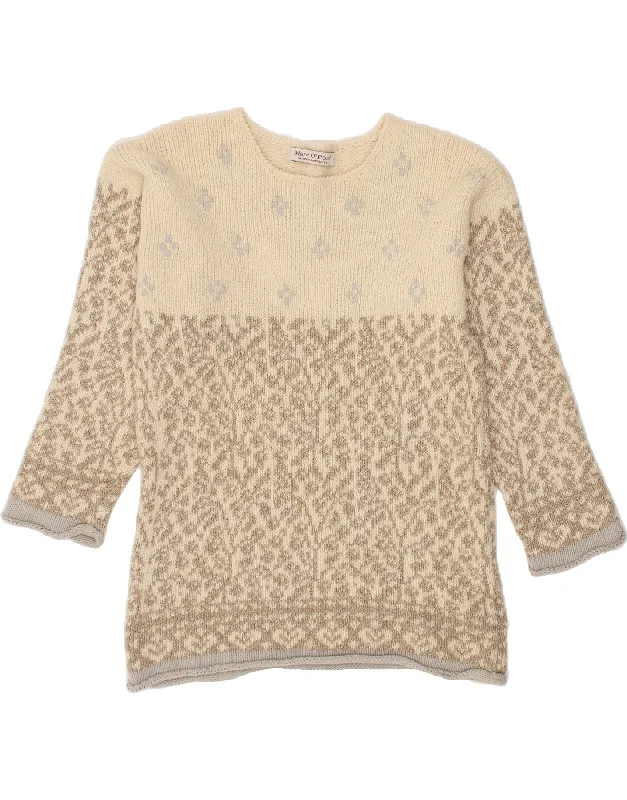 MARC O'POLO Womens Boat Neck Jumper Sweater UK 16 Large Beige Floral Wool