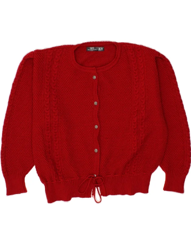 VINTAGE Womens Oversized Cardigan Sweater IT 46/48 Large Red Polyacrylic