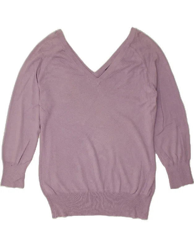 MOSSIMO Womens V-Neck Jumper Sweater UK 18 XL Purple Silk