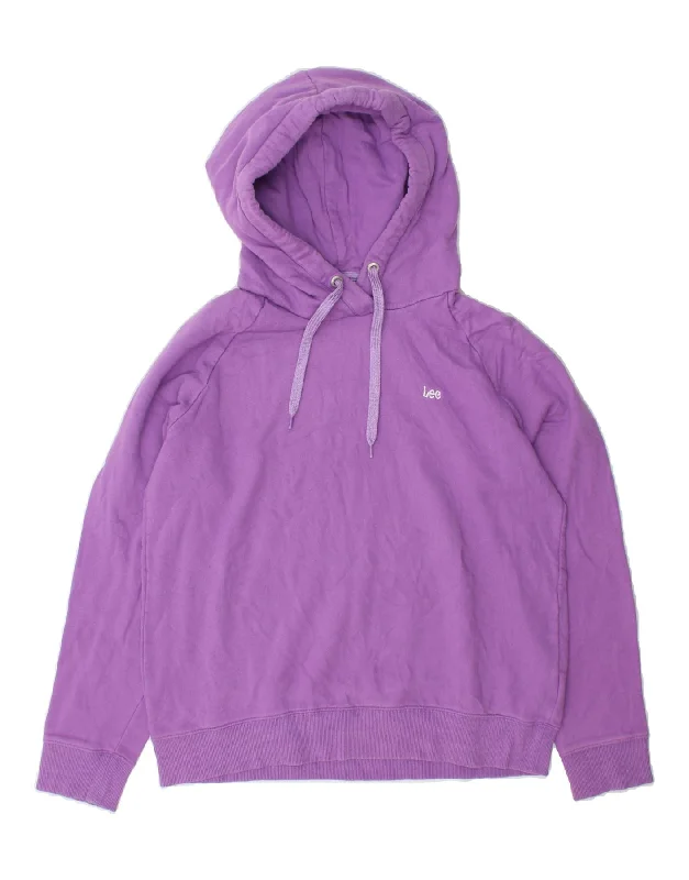 LEE Womens Hoodie Jumper UK 14 Medium Purple Cotton