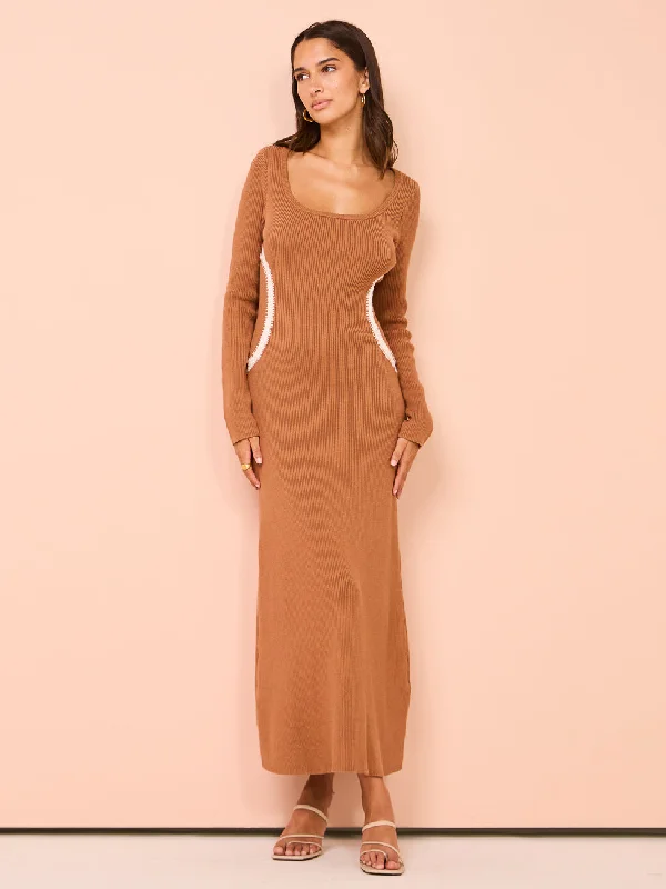 Year-End Clearance Mon Renn Connect Midi Dress in Chai