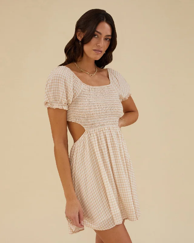 Stock Clearance Open Back Smocked Mini Dress